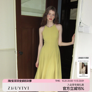ZHUYIYI 中长款显瘦无袖连衣裙女夏大摆a字裙原创设计新款修身