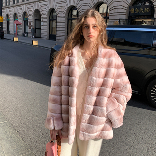 高级感 温柔风秋冬粉色皮草外套女短款 ZHUYIYI 新款