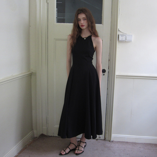 连衣裙夏修身 ZHUYIYI 黑色无袖 气质新款 收腰显瘦长裙 法式