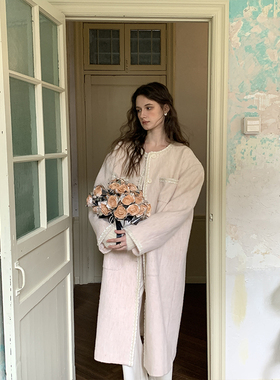 ZHUYIYI  富家千金 奶油小香风毛呢大衣女秋冬款加厚长款高级感