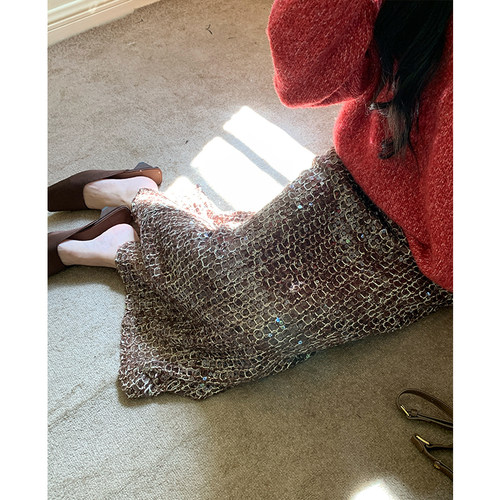 常规半身裙优雅气质亮片