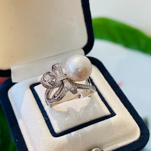 淡水珍珠10-11mm厚实M家绸缎之舞丝带系列热巴同款纯银S925戒指