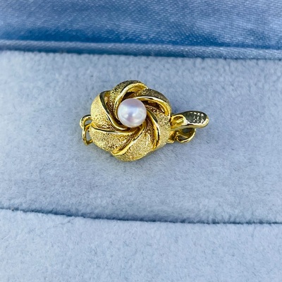 纯银S925项链手链扣花瓣造型配4-5mm淡水有核珍珠圆形无瑕强光