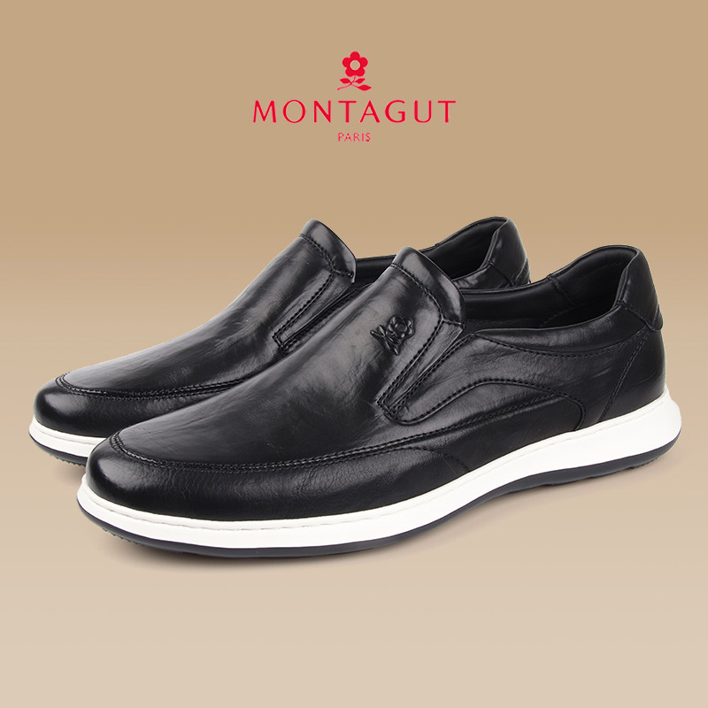 梦特娇男鞋正品2024新款商务男士高档皮鞋男真皮软面休闲鞋男款