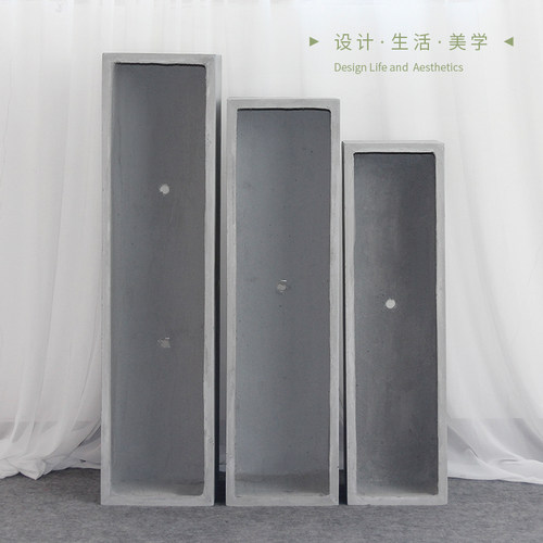 水泥简约长方形镁泥花盆
