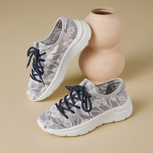 厚底透气休闲鞋 Tt&Mm 女2026夏季 涂鸦风蕾丝网面鞋 百搭 汤姆斯女鞋