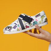 小白涂鸦透气休闲布鞋 Tt&Mm 帆布鞋 夏季 汤姆斯魔术贴低帮女鞋 薄款