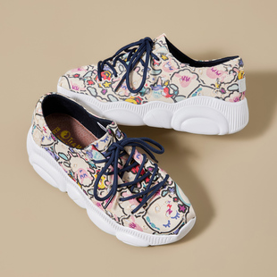 厚底松糕百搭休闲布鞋 Tt&Mm 2026春季 民族风印花帆布鞋 汤姆斯女鞋