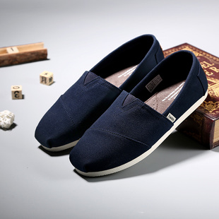 透气舒适软底懒人布鞋 Tt&Mm 一脚蹬帆布鞋 复古休闲男鞋 汤姆斯经典