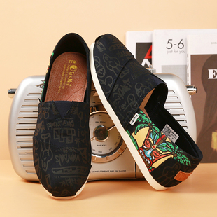 潮防臭休闲布鞋 Tt&Mm 夏季 一脚蹬懒人透气帆布鞋 汤姆斯涂鸦风男鞋