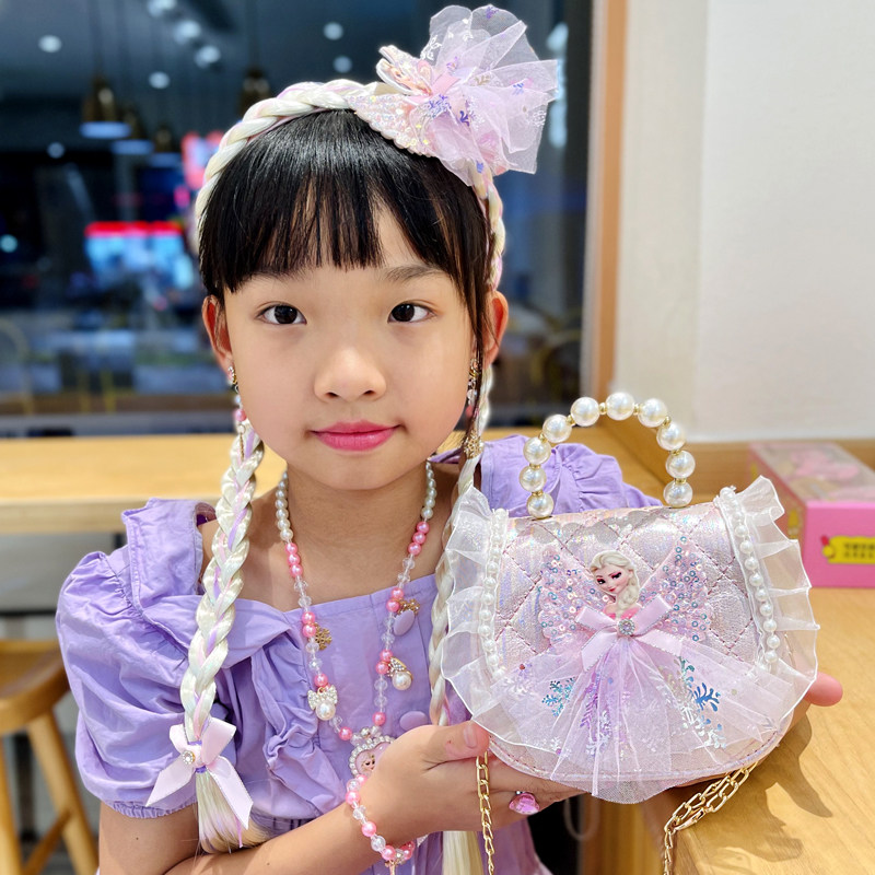 儿童斜挎包女孩时尚潮流宝宝可爱艾莎公主卡通背包迷你百搭手提包