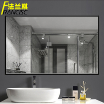 防爆浴室镜卫生间洗手台挂墙厕所黑色框镜子壁挂白色洗手间卫浴镜