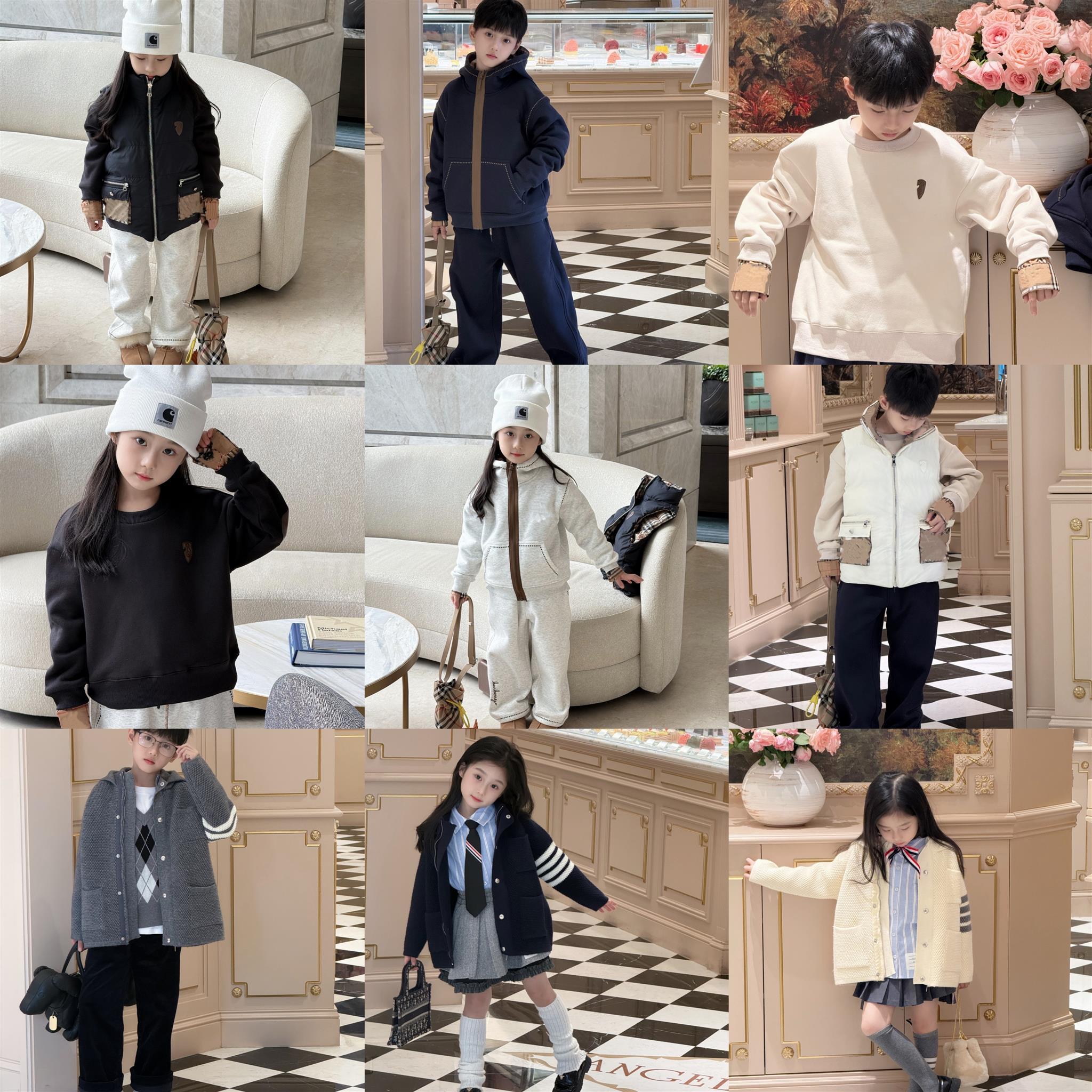 小七baby25秋冬新品加绒运动套装棉服半裙牛仔裤套装男女宝宝TP06