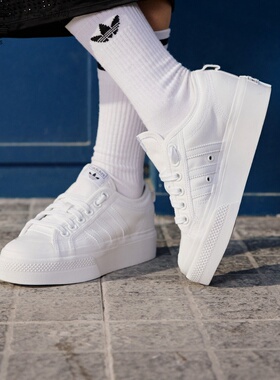 Adidas/阿迪达斯Nizza Platform厚底增高休闲板鞋女款白色 FV5322