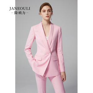 粉色高端职业正装西装套装女韩版时尚商务正装气质女神秋款两件套