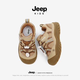 jeep耐脏款女男童鞋子儿童户外运动鞋2026春季防滑透气登山鞋新款