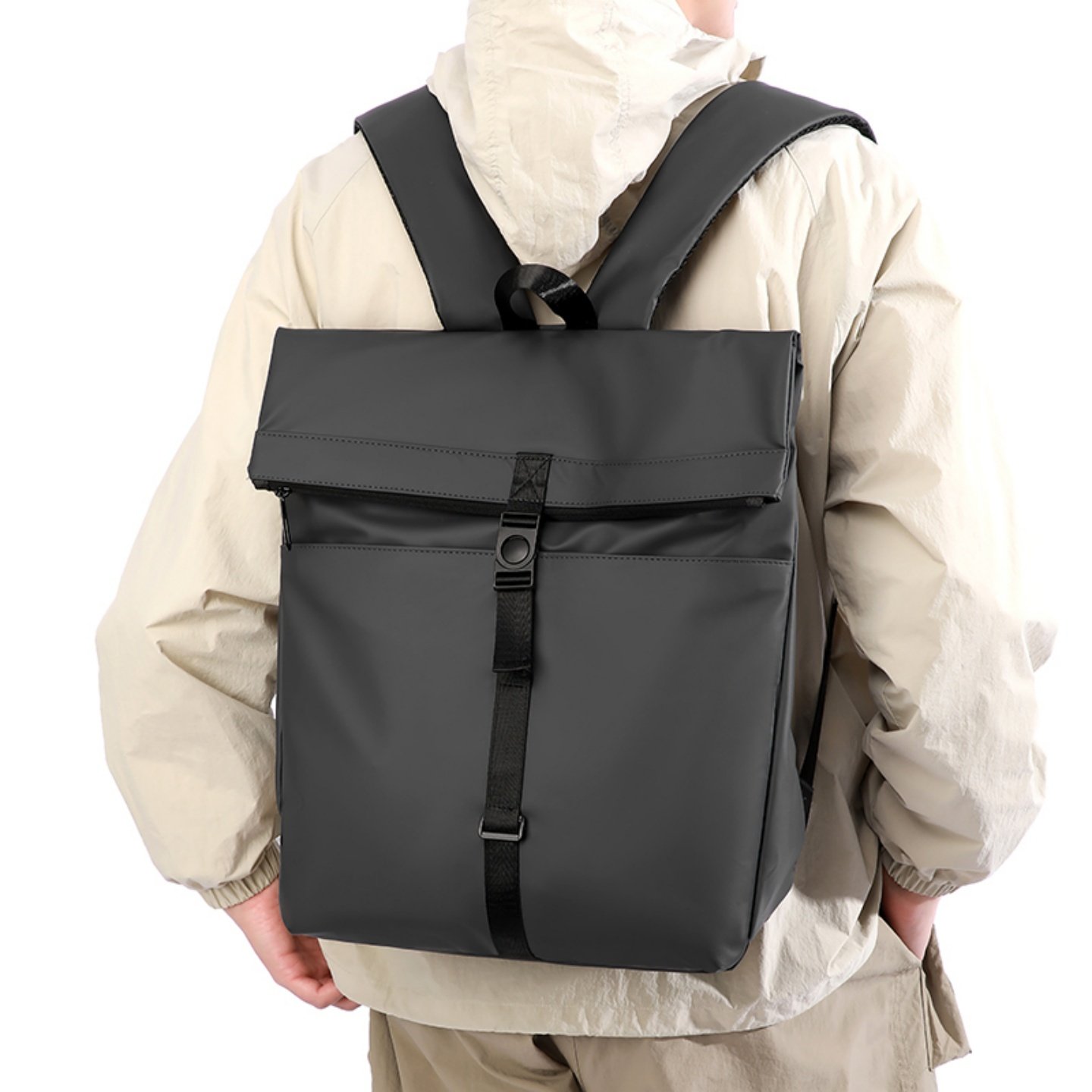 日系工装双肩包男潮牌大容量通勤电脑背包女休闲简约防水学生书包