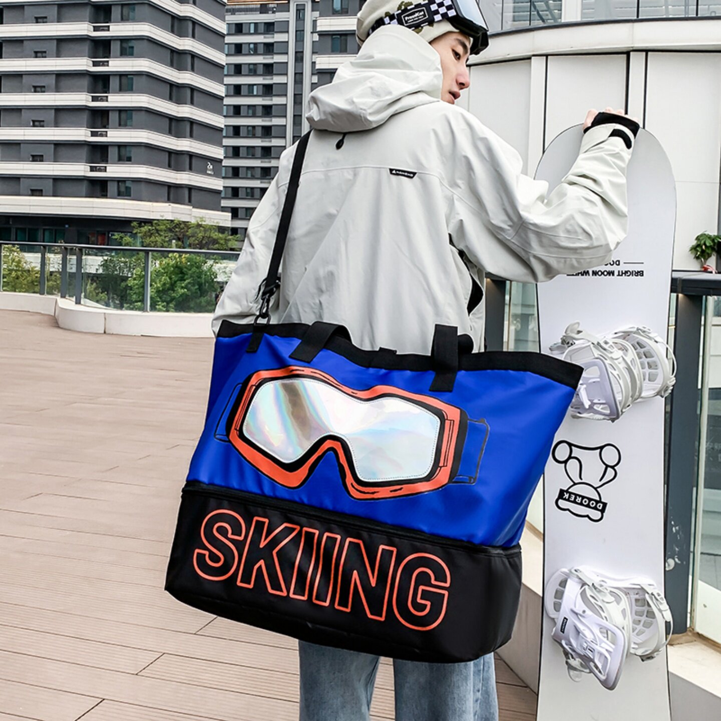 超大容量行李袋短途出差旅行包男运动滑雪背包衣服行李收纳袋手提