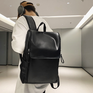 2025新款初高中生双肩包男皮质英伦风书包女大学生简约电脑背包