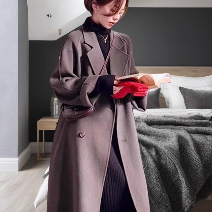 高端羊绒大衣女洋气2025秋冬季新品赫本风双面呢小个子外套