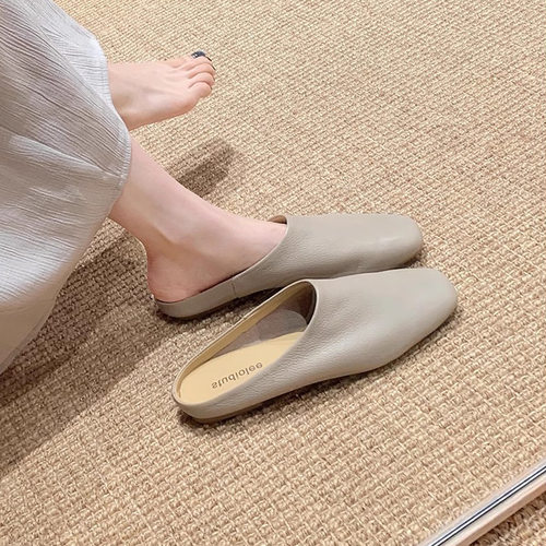 真皮包头一脚蹬穆勒鞋2026新款