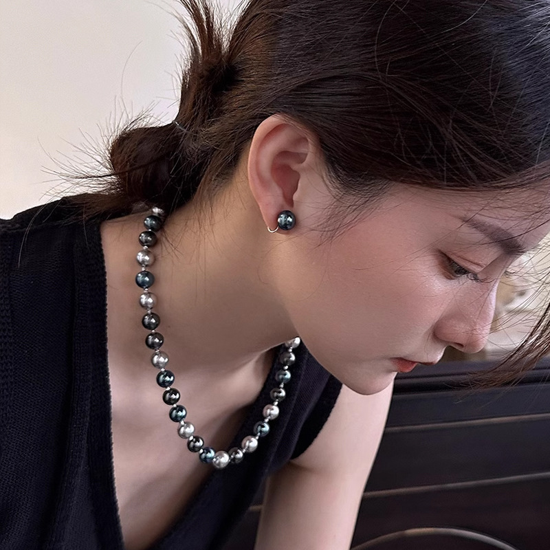 天然黑珍珠项链女小众轻奢
