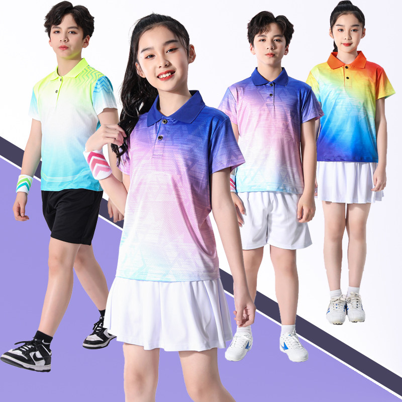 新款儿童羽毛球服套装男童女童速干训练服排球服乒乓球小学生印字