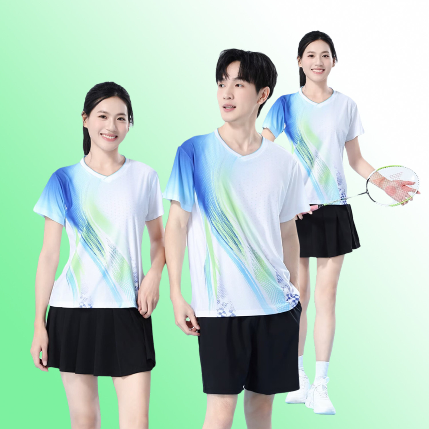 新款羽毛球服套装男女短袖速干