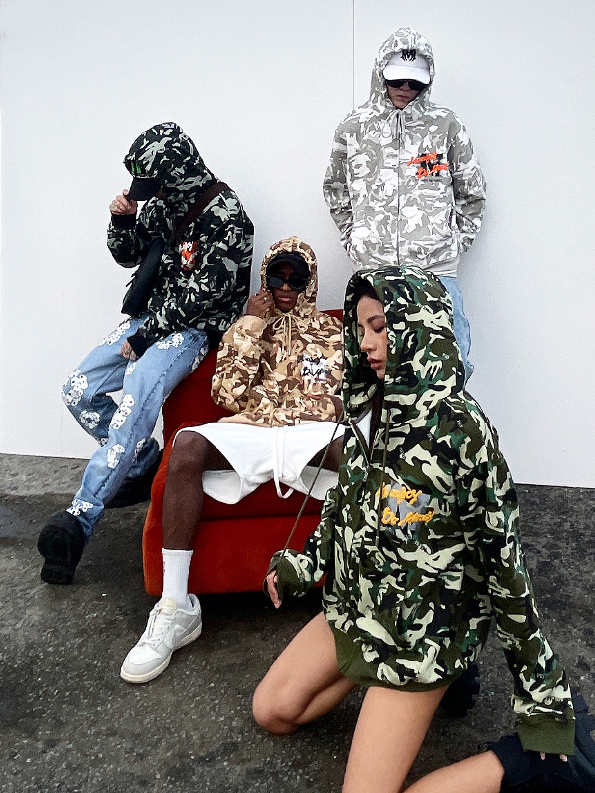 MEDM 내셔널 패션 브랜드 위장 시리즈 지퍼 까마귀 자켓 남성 가을 뉴 아메리칸 스트리트 루즈 후드 티셔츠