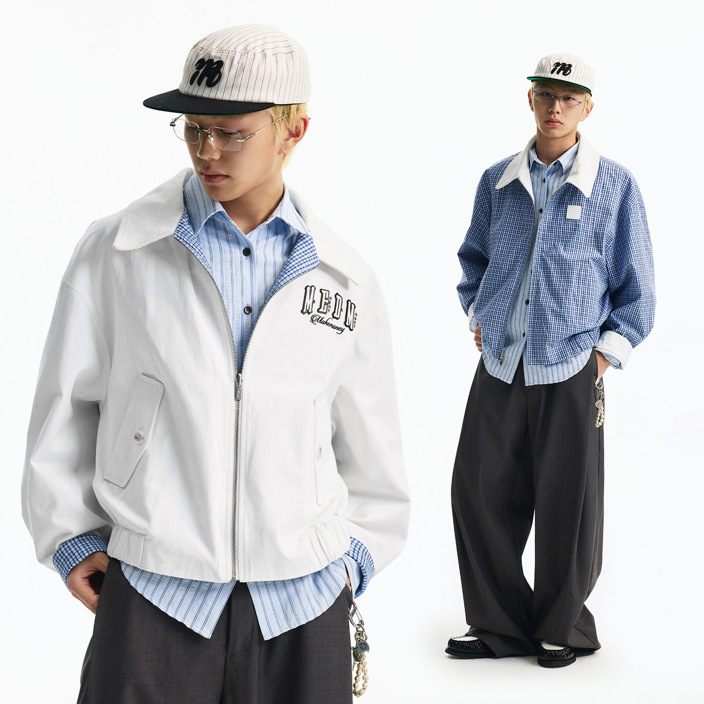 MEDM 双面穿巴恩风休闲拉链夹克春秋潮流学院风男女同款翻领外套