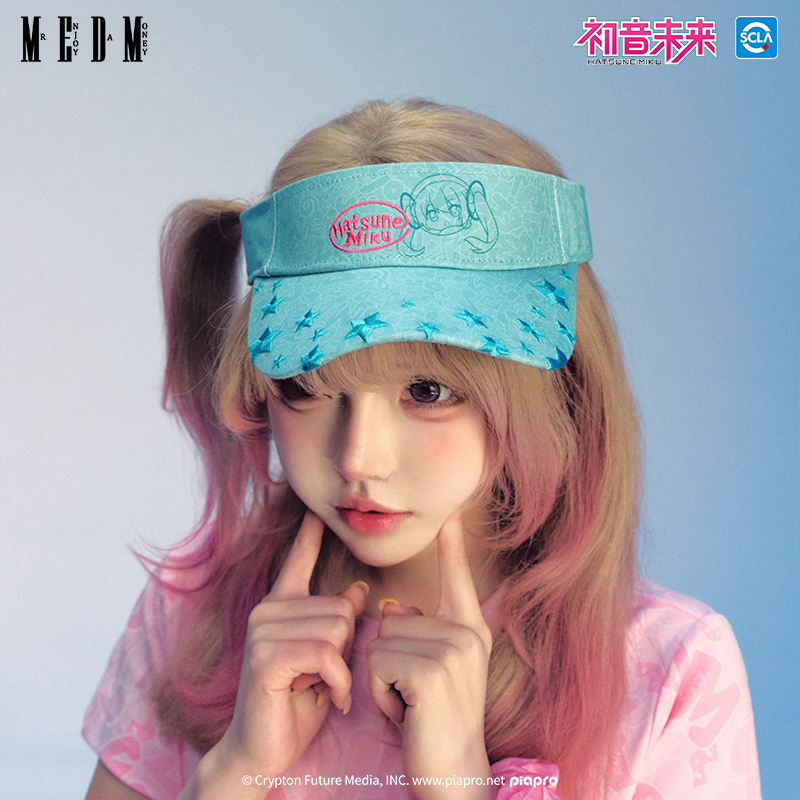 MEDMx初音未来网球帽空顶遮阳帽女防晒防紫外线夏运动鸭舌太阳帽