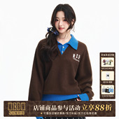 冬 毛衣潮流男女老钱风休闲针织衫 MEDM 撞色POLO领假两件叠穿薄款