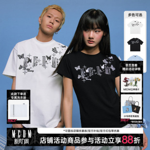 潮牌美式 MEDM立体蕾丝蝴蝶短袖 夏季 情侣装 休闲体恤tee T恤男女同款
