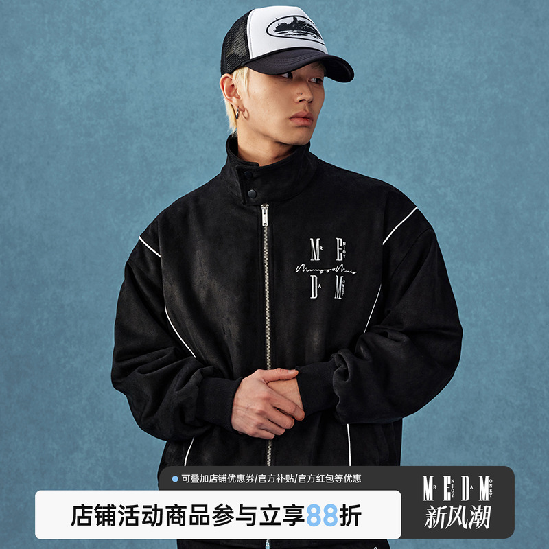 MEDM25SS立领麂皮嵌条夹克