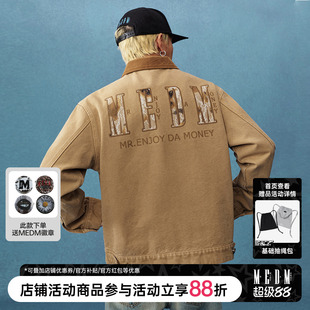 MEDM 蕾丝底特律休闲翻领夹克男女情侣潮流美式复古宽松外套春秋