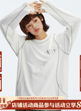 MEDM 简约机能保暖圆领休闲长袖T恤秋冬美式百搭情侣宽松内搭上衣