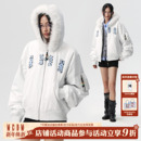 MEDM 动物纹彩色贴皮休闲毛领棒球服棉服高级感保暖夹克棉衣秋冬