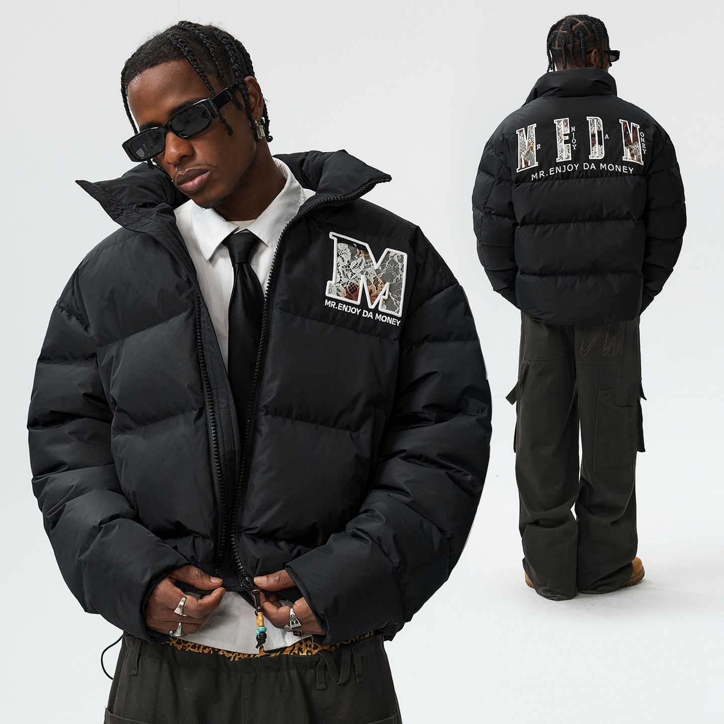 MEDM新款火烧蕾丝休闲羽绒服