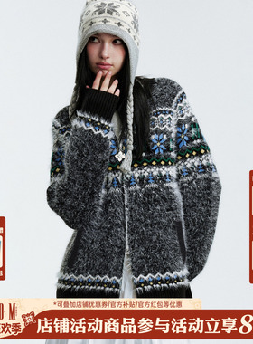 MEDM新年提花logo休闲保暖毛衣秋冬潮流小众设计感男女同款针织衫