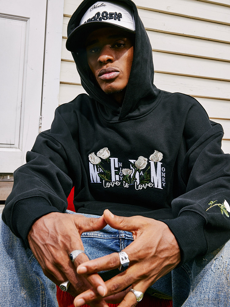 봄과 가을 남성과 여성을 위한 MEDM SMALL WORLD SERIES 후드티 미국 패션 브랜드 스트리트 레트로 캐주얼 후드 티셔츠