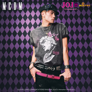 虫箭休闲短袖 做旧款 水洗复古圆领T恤男 奇妙冒险联名 MEDMxJOJO