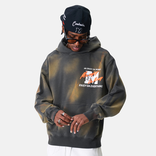 嘻哈宽松情侣款 MEDM 美式 卫衣男女春秋季 上衣 扎染发泡复古连帽衫