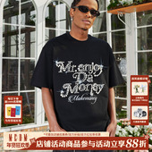 短袖 T恤男女装 情侣款 MEDM25SS珍珠花体字夏季 美式 宽松上衣体恤tee