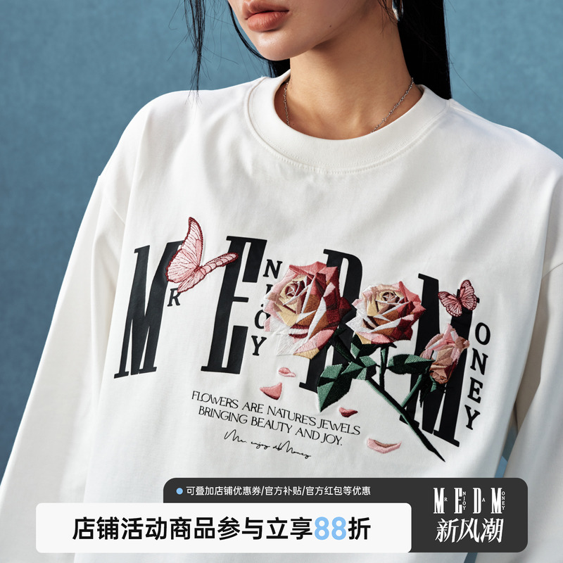 MEDM25SS折纸玫瑰花卉刺绣长袖