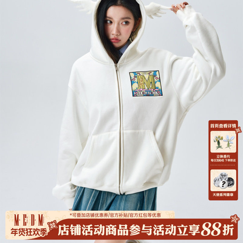 MEDM天使魔鬼翅膀魔术贴拉链连帽卫衣开衫男女同款春秋情侣外套潮,男装,卫衣,淘宝优惠券,粉丝福利购,淘宝优惠卷
