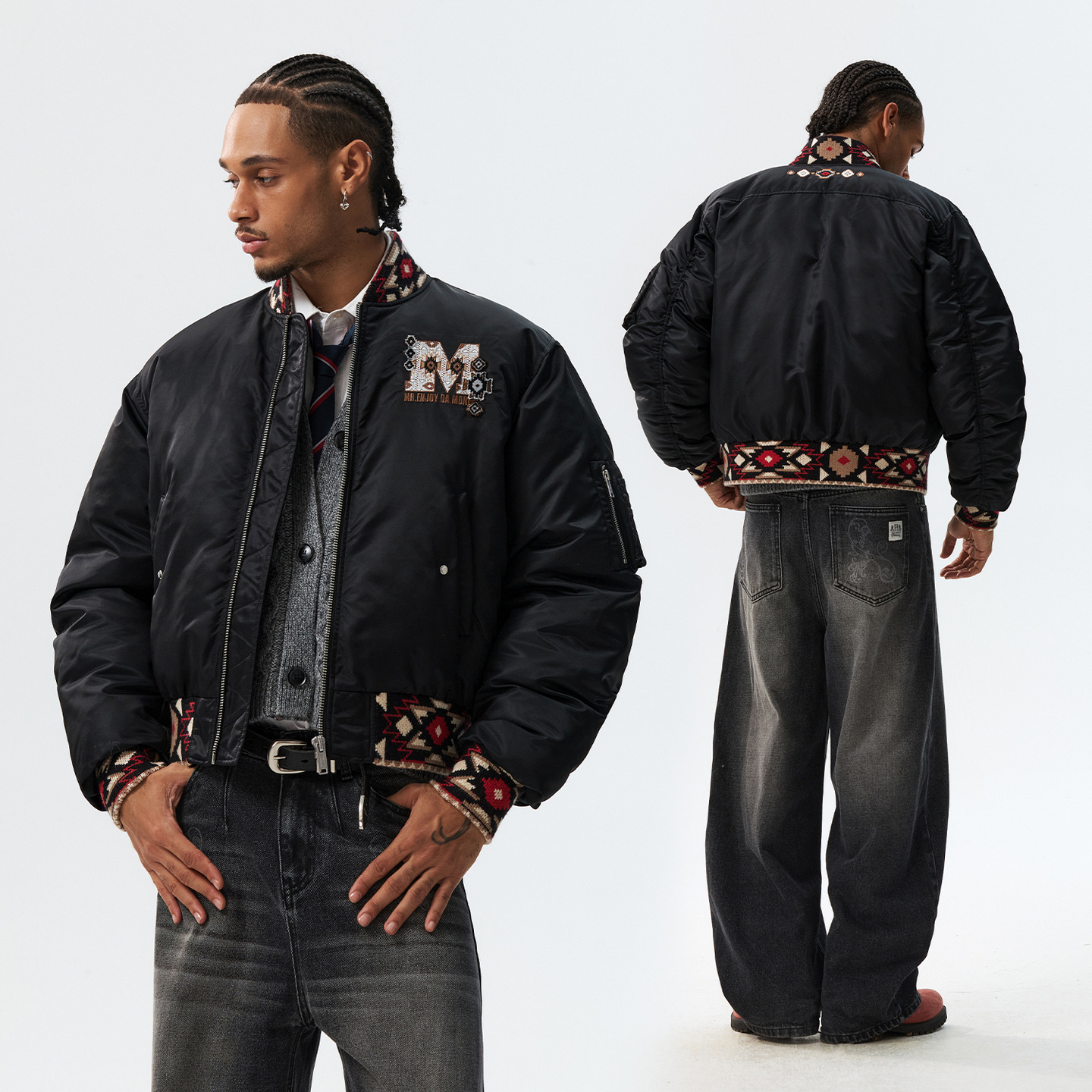 MEDM民族休闲立领风螺纹棉衣