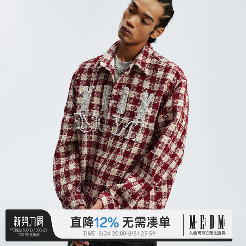 MEDM格纹粗花呢休闲小香风衬衫