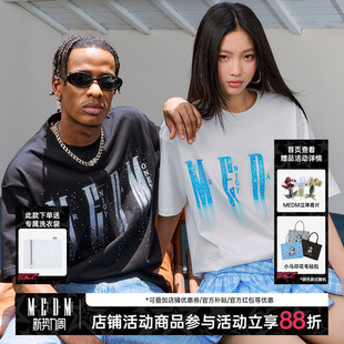 MEDM25SSLOGO闪光烫钻短袖 T恤女士复古体恤 男高级感痞帅潮牌夏季