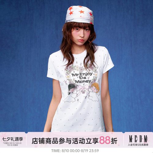 MEDM白色波点碎花短袖T恤女夏