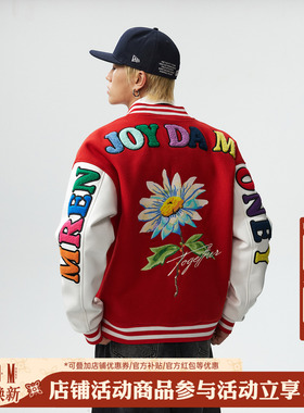 MEDM 花卉雏菊休闲立领棒球服男女秋季美式重磅情侣宽松夹克外套